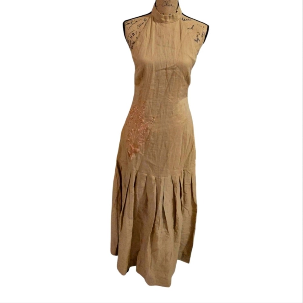 Aqua BLU Australia Caramel Carmen Embroidered Halter Maxi Dress SIZE 6 New‎ - Picture 2 of 14